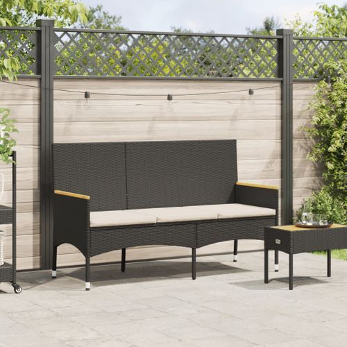 Banc de jardin à 3 places avec coussins noir résine tressée - Photo n°3; ?>