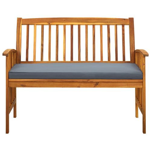 Banc de jardin avec coussin 119 cm Bois solide d'acacia - Photo n°2; ?>