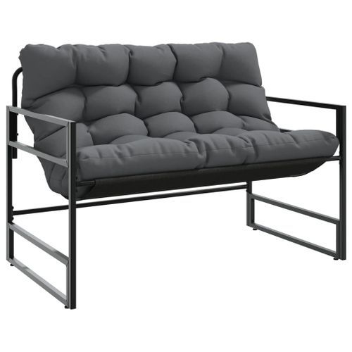 Banc de jardin avec coussin anthracite 113 cm acier - Photo n°2; ?>