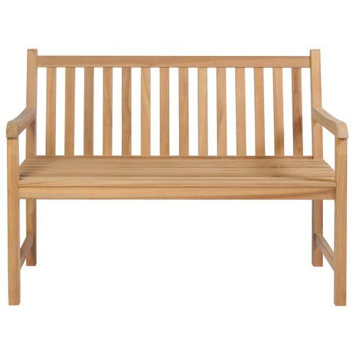 Banc de jardin avec coussin blanc crème 120 cm Bois de teck 3 - Photo n°3; ?>