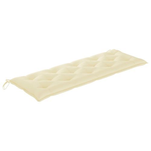 Banc de jardin avec coussin blanc crème 150 cm Teck massif - Photo n°2; ?>
