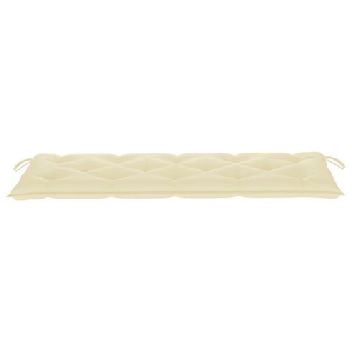 Banc de jardin avec coussin blanc crème 150 cm Teck massif - Photo n°3; ?>