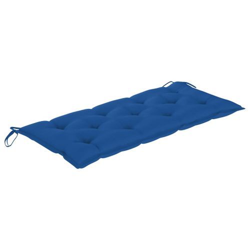 Banc de jardin avec coussin bleu 120 cm Bois de teck massif - Photo n°2; ?>
