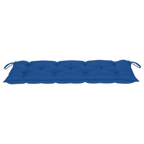 Banc de jardin avec coussin bleu 120 cm Bois de teck massif - Photo n°3; ?>