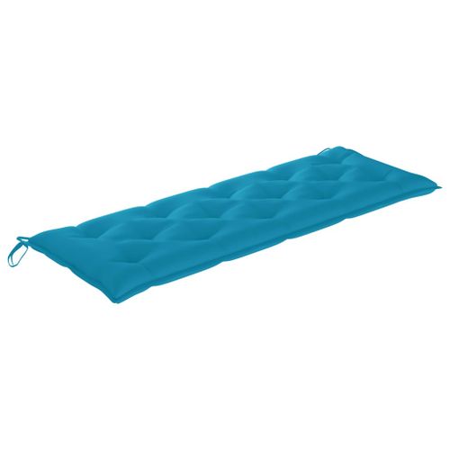 Banc de jardin avec coussin bleu clair 150 cm Teck massif - Photo n°2; ?>