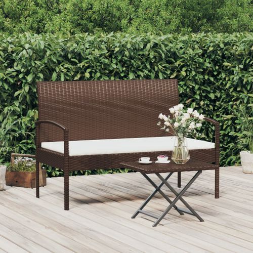 Banc de jardin avec coussin marron 105 cm résine tressée - Photo n°2; ?>