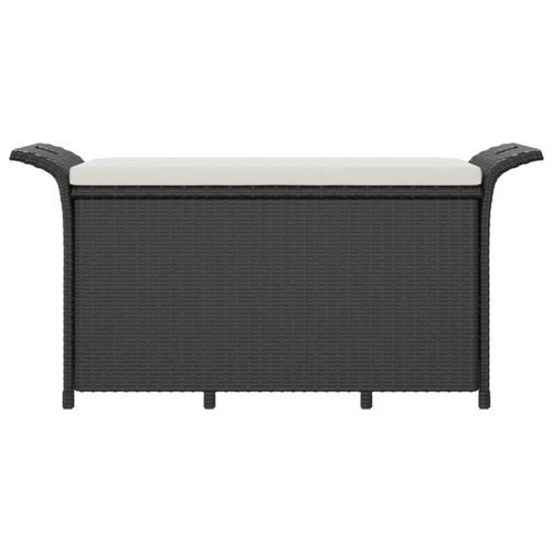 Banc de jardin avec coussin noir 116x46x57 cm résine tressée - Photo n°3; ?>
