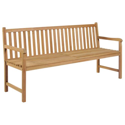 Banc de jardin avec coussin noir 175 cm Bois de teck massif - Photo n°2; ?>