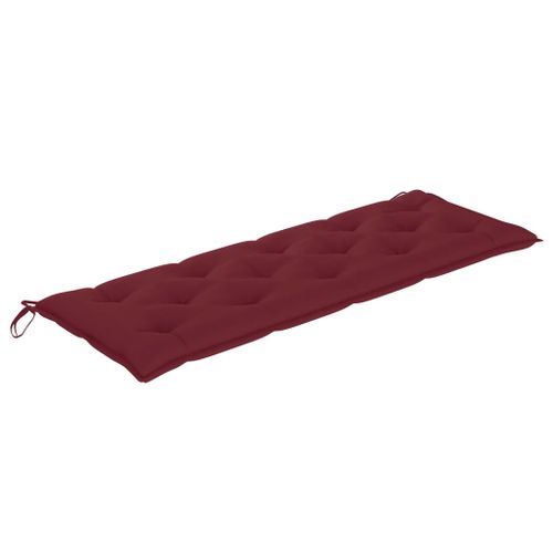 Banc de jardin avec coussin rouge bordeaux 150 cm Teck massif - Photo n°2; ?>