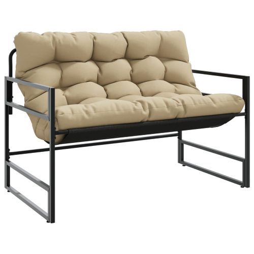 Banc de jardin avec coussin taupe 113 cm acier - Photo n°2; ?>