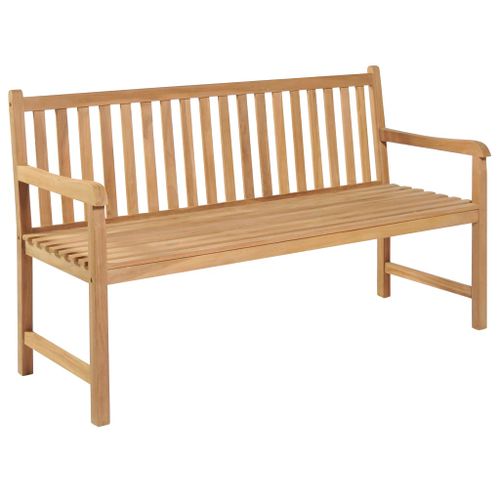 Banc de jardin avec coussin taupe 150 cm Bois de teck massif - Photo n°2; ?>