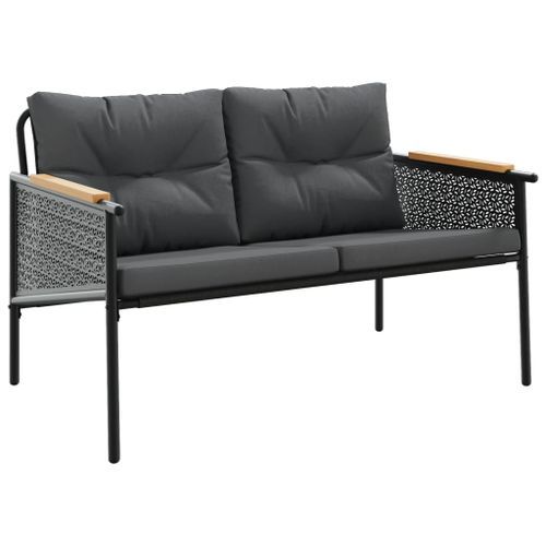 Banc de jardin avec coussins 116 cm noir acier - Photo n°2; ?>