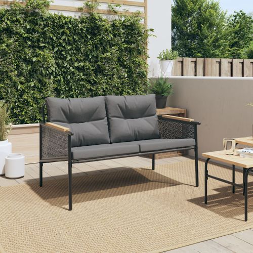 Banc de jardin avec coussins 116 cm noir acier - Photo n°3; ?>