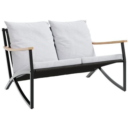 Banc de jardin avec coussins 120 cm noir acier - Photo n°2; ?>