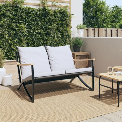 Banc de jardin avec coussins 120 cm noir acier - Photo n°3; ?>