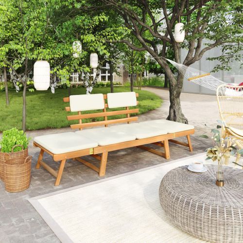 Banc de jardin avec coussins 2-en-1 190 cm Bois d'acacia massif - Photo n°2; ?>