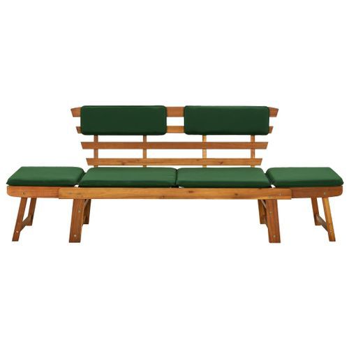 Banc de jardin avec coussins 2-en-1 190 cm Bois solide d'acacia - Photo n°3; ?>