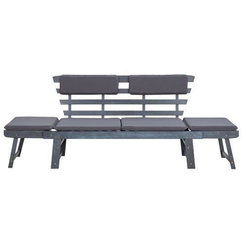 Banc de jardin avec coussins 2-en-1 190 cm Gris Bois d'acacia - Photo n°2; ?>