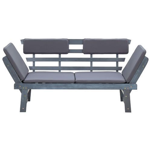 Banc de jardin avec coussins 2-en-1 190 cm Gris Bois d'acacia - Photo n°3; ?>