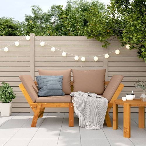 Banc de jardin avec coussins 2 en 1 bois d'acacia massif - Photo n°2; ?>