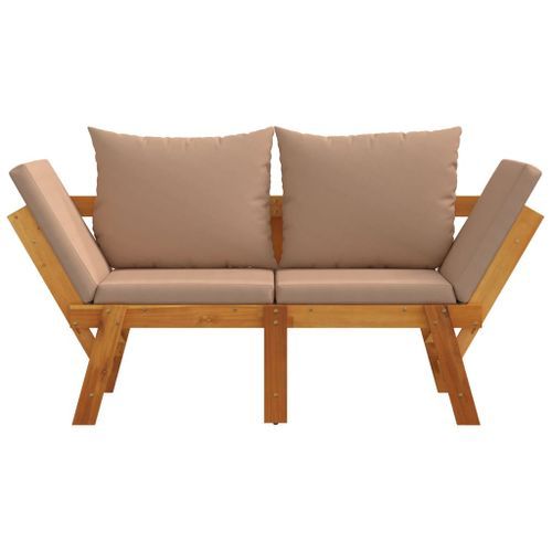 Banc de jardin avec coussins 2 en 1 bois d'acacia massif - Photo n°3; ?>