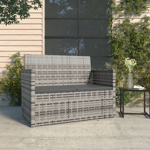 Banc de jardin avec coussins Gris 105 cm Résine tressée - Photo n°2; ?>