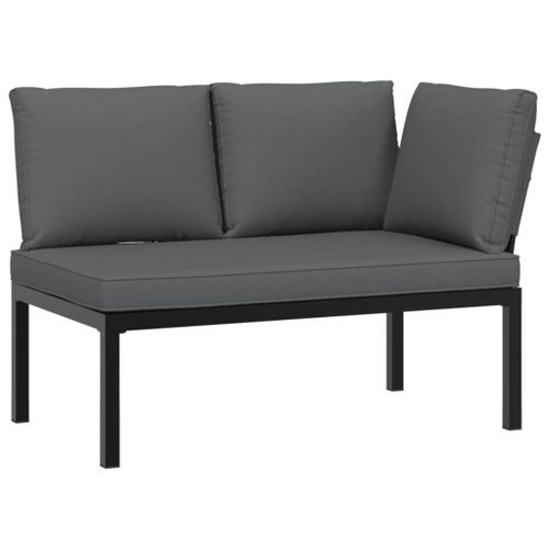 Banc de jardin avec coussins noir aluminium - Photo n°2; ?>