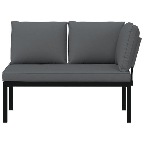 Banc de jardin avec coussins noir aluminium - Photo n°3; ?>