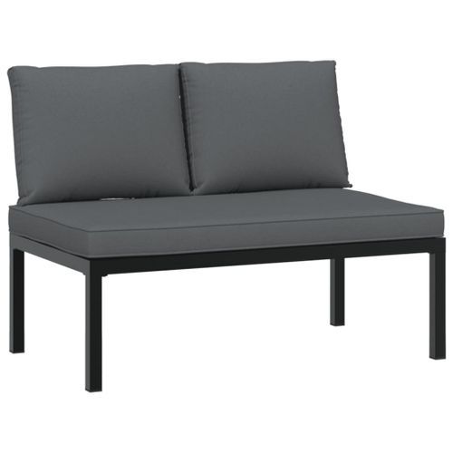 Banc de jardin avec coussins noir aluminium - Photo n°2; ?>