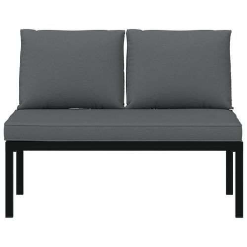 Banc de jardin avec coussins noir aluminium - Photo n°3; ?>