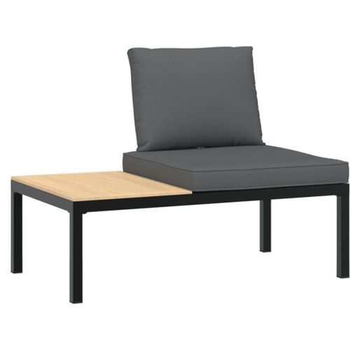 Banc de jardin avec coussins noir aluminium - Photo n°2; ?>