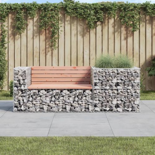 Banc de jardin avec panier en gabion bois massif de douglas - Photo n°2; ?>