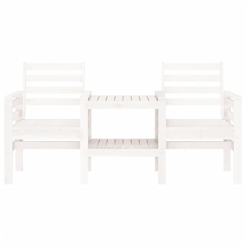 Banc de jardin avec table 2 places blanc bois massif de pin - Photo n°3; ?>