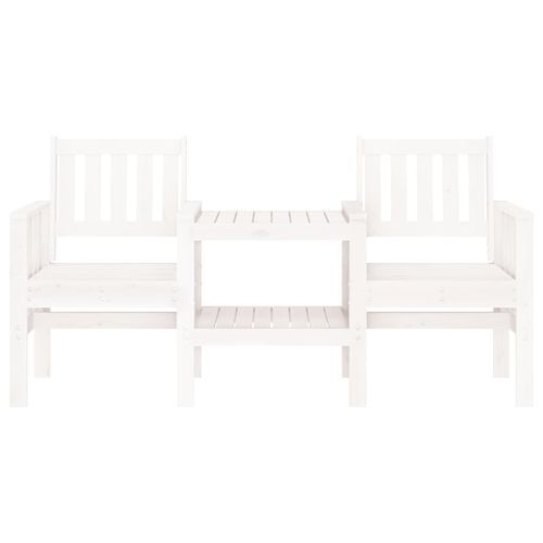 Banc de jardin avec table 2 places blanc bois massif de pin - Photo n°3; ?>