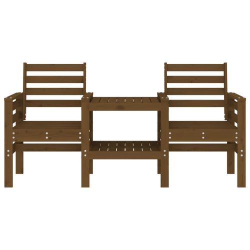 Banc de jardin avec table 2 places brun miel bois massif de pin - Photo n°3; ?>