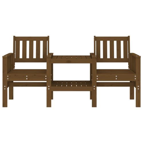 Banc de jardin avec table 2 places brun miel bois massif de pin - Photo n°3; ?>