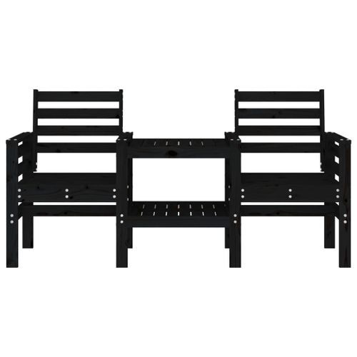 Banc de jardin avec table 2 places noir bois massif de pin - Photo n°3; ?>