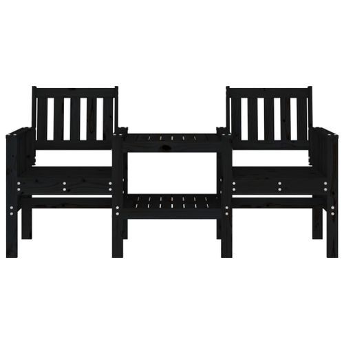 Banc de jardin avec table 2 places noir bois massif de pin - Photo n°3; ?>