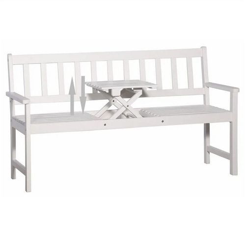 Banc de jardin avec table escamotable acacia massif blanc Tisva - Photo n°3; ?>