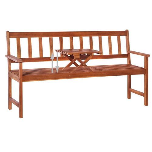 Banc de jardin avec table escamotable acacia massif foncé Tisva - Photo n°2; ?>