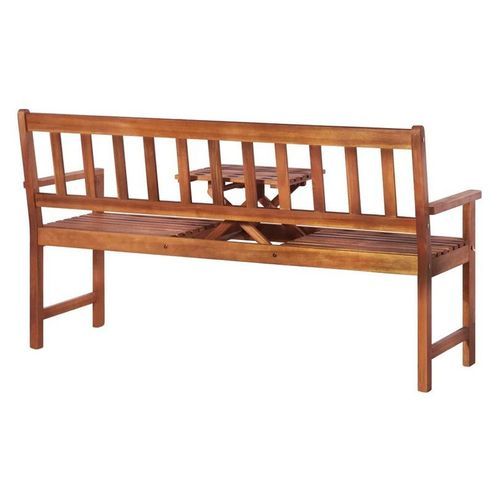 Banc de jardin avec table escamotable acacia massif foncé Tisva - Photo n°3; ?>