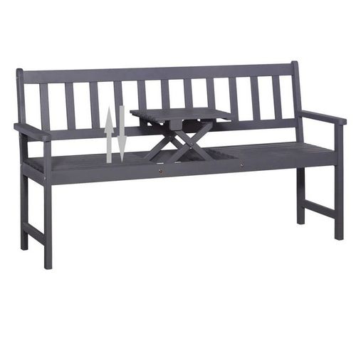 Banc de jardin avec table escamotable acacia massif gris Tisva - Photo n°3; ?>