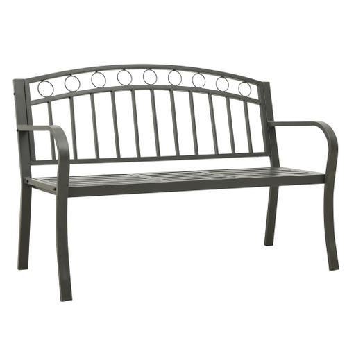 Banc de jardin avec une table 125 cm Acier Gris - Photo n°2; ?>