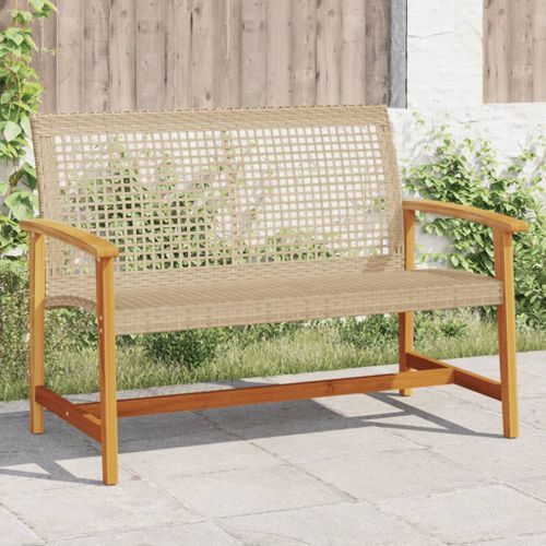 Banc de jardin beige 112 cm résine tressée et bois d'acacia - Photo n°2; ?>