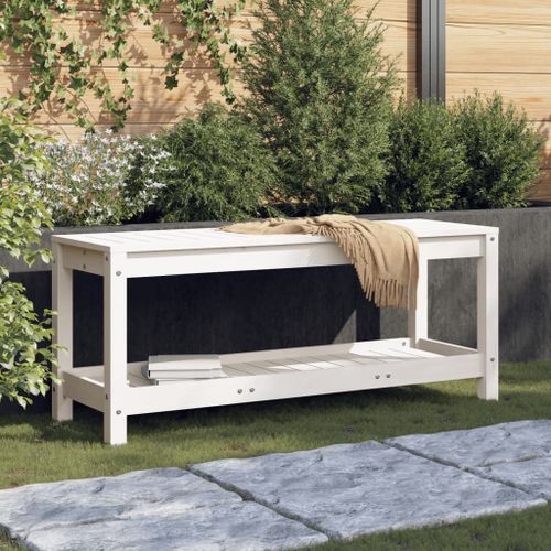 Banc de jardin blanc 108x35x45 cm bois massif de pin - Photo n°2; ?>