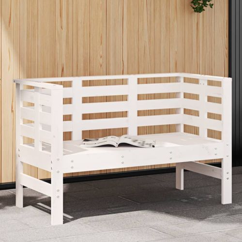 Banc de jardin blanc 111,5x53x71 cm bois massif de pin - Photo n°2; ?>