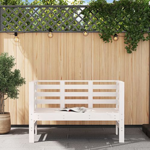 Banc de jardin blanc 111,5x53x71 cm bois massif de pin - Photo n°3; ?>