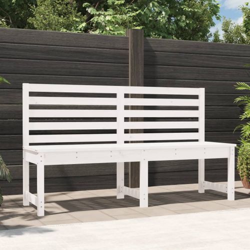 Banc de jardin blanc 157,5 cm bois massif de pin - Photo n°2; ?>