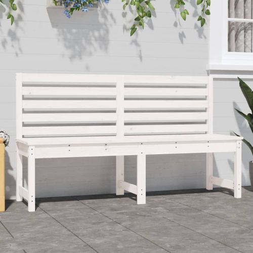 Banc de jardin blanc 157,5 cm bois massif de pin - Photo n°3; ?>