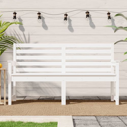 Banc de jardin blanc 159,5x48x91,5 cm bois massif de pin - Photo n°2; ?>